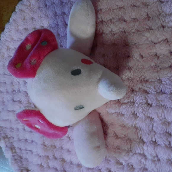 Okie Dokie Elephant Baby Blanket Pink Polka Dots Textured Plush Security Lovey - Picture 2 of 10